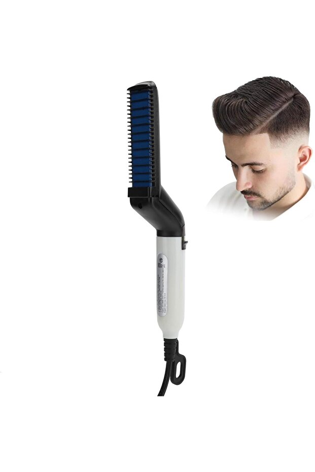 Beard Straightener Comb - Electric Heated Beard Brush Styler (Portable)