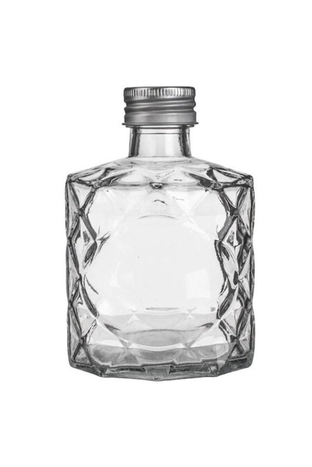 Bottle for Drinks, Diamond Relief Pattern, Metal Cap, 200ml