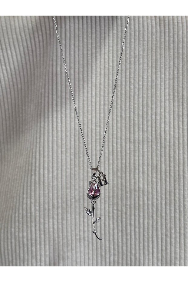 The Symbol of Love Letter H Steel Tulip Necklace