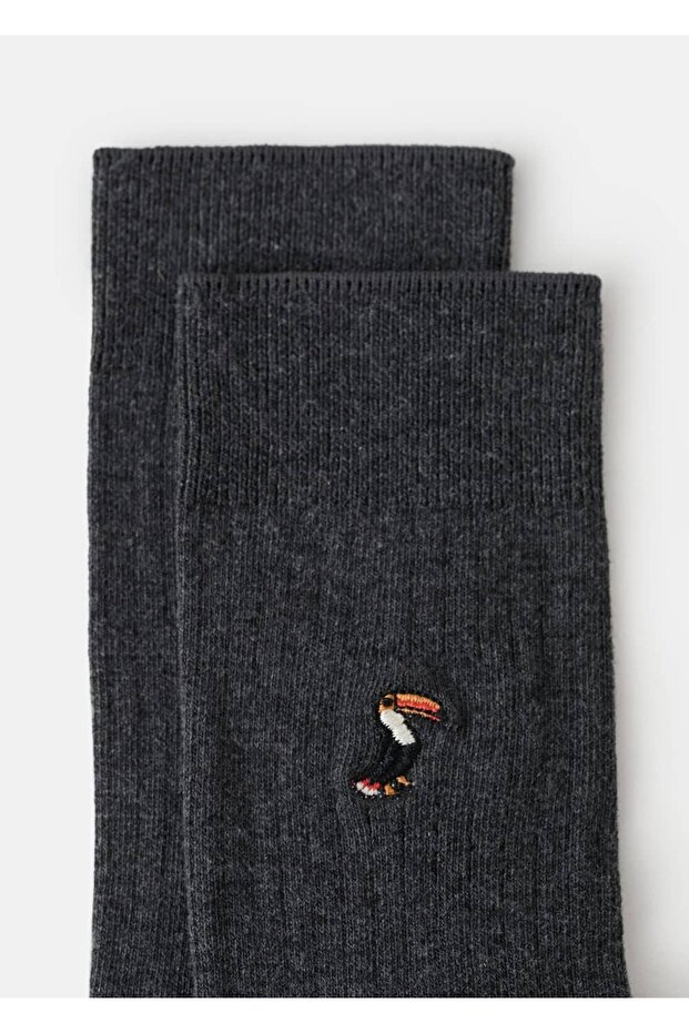 İşlemeli pamuklu çorap - 2