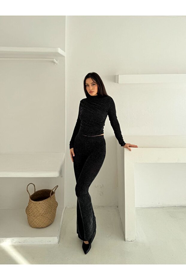 Simli Buzy Drapeli Bluz - 4