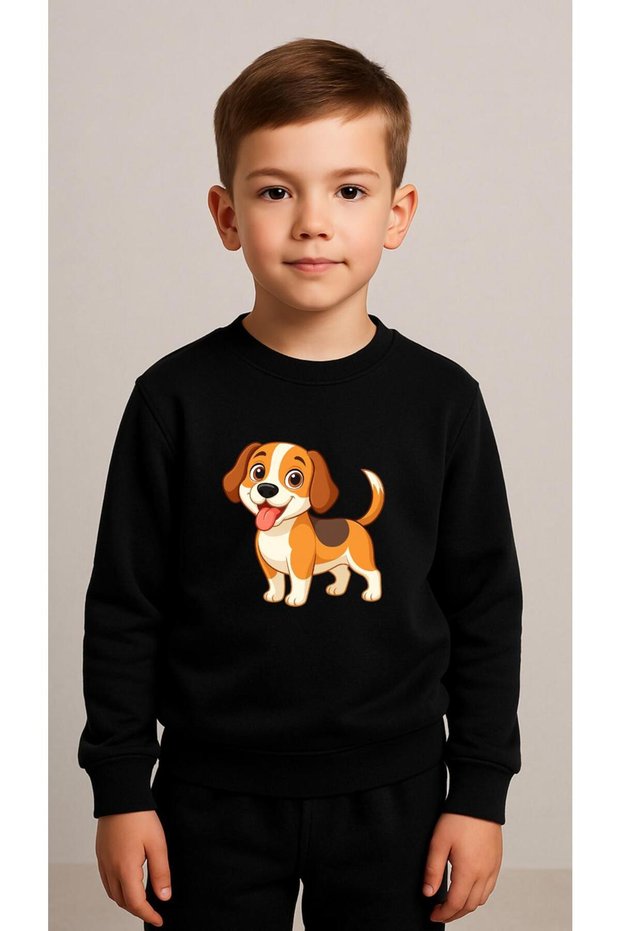 Children's Team Sweatshirt Dog Tongue B Printed Girls Boys Crew Neck3 4-5-6-7-8-9-10-11-12Years