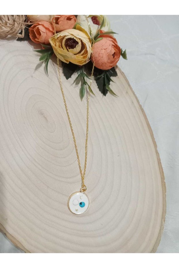 White Nazarbonchuğu Stylish Steel Necklace