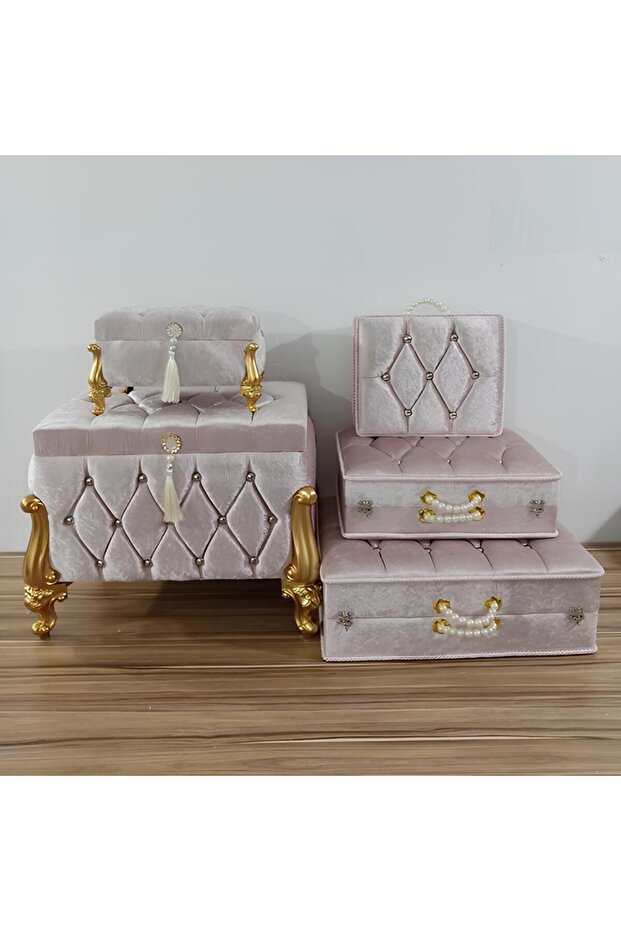 Trunk Bride Groom Suitcase Bag Engagement Dowry Chest 5-Piece 1204