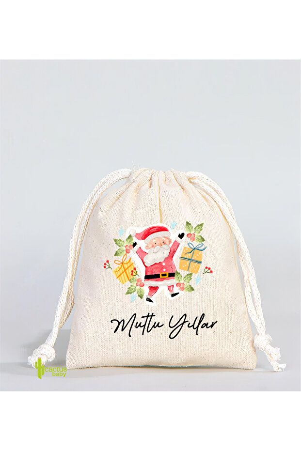 15X20 cm Cotton Christmas New Year B Printed Pouch 3 Pieces