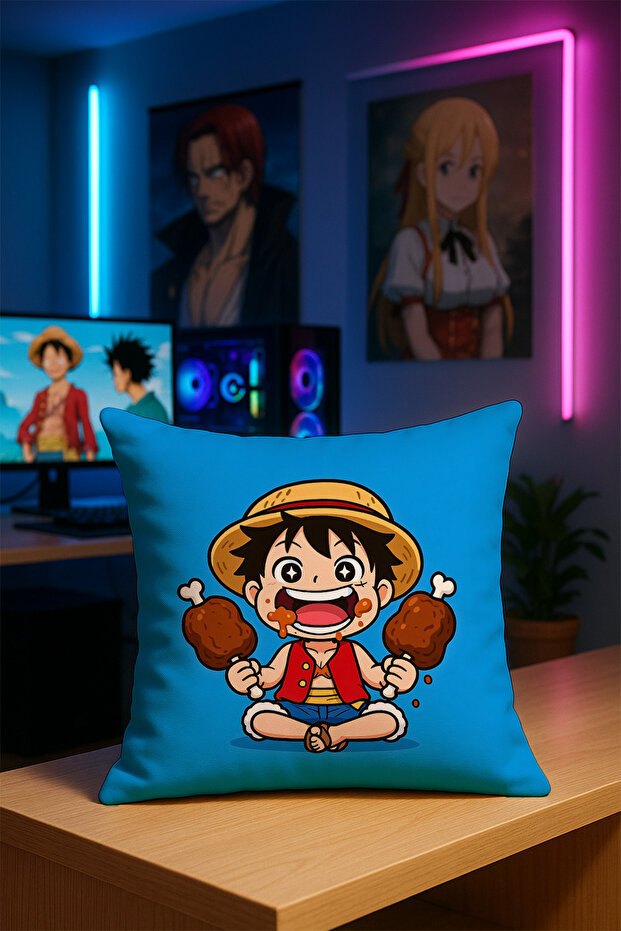 One Piece Anime Character Printed Throw Pillow Case Soft Fabric Double-Sided Digital Printing 43X43 Single