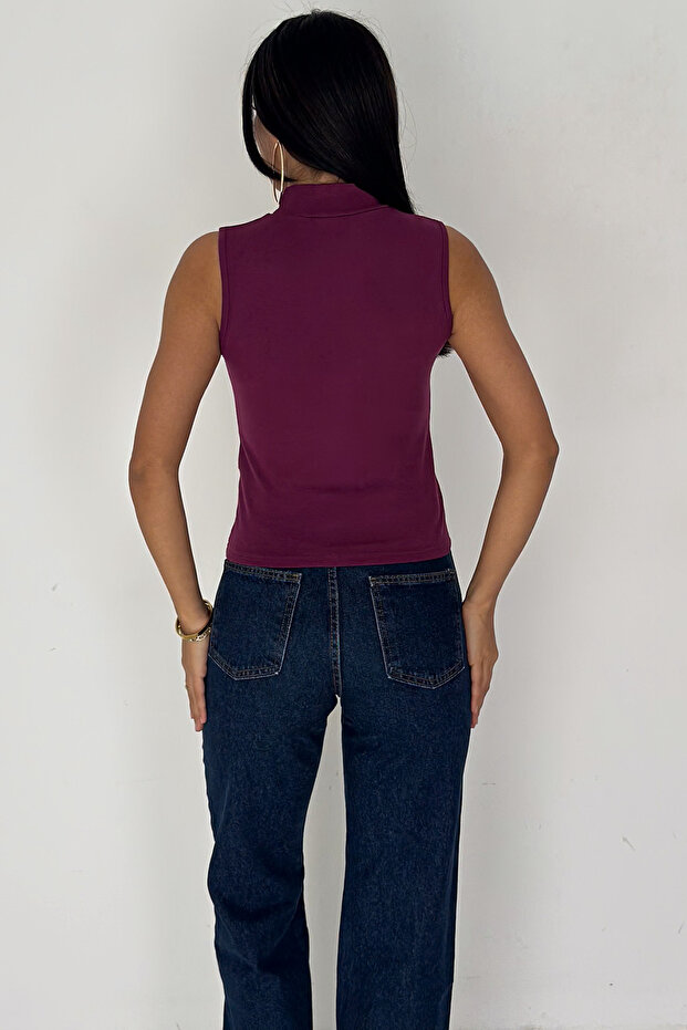 Kadın Kolsuz Boğazlı Basic Body – Sleek Core - 4