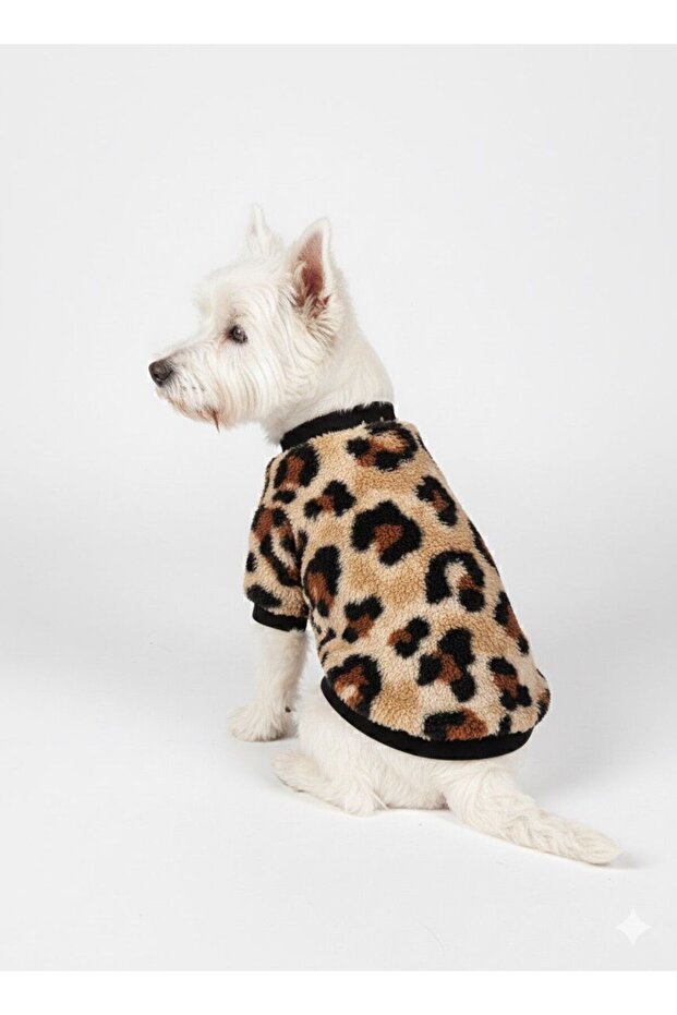 Small Breed Leopard Pattern Plush Dog Sweati Dog Outfit (1-10kg)