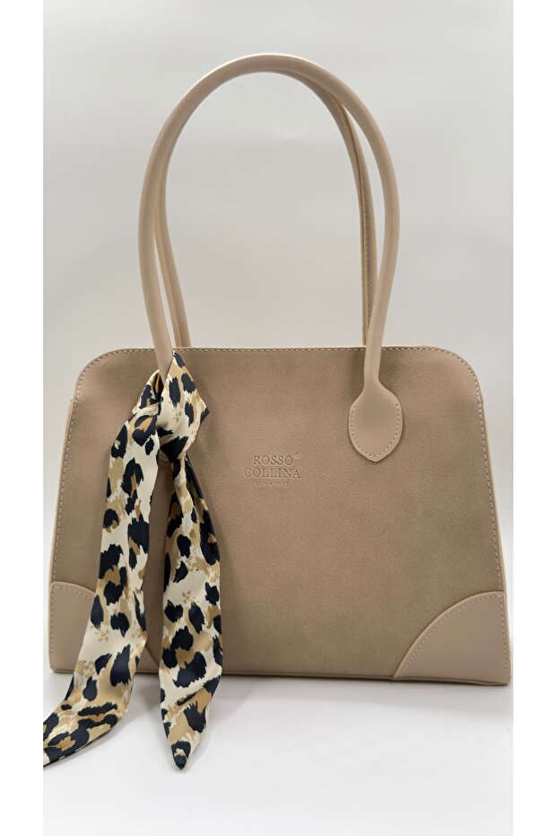 Suede Shoulder Bag Cream - Beige – Zippered, Lined, Stylish Daily Model + Scarf Gift