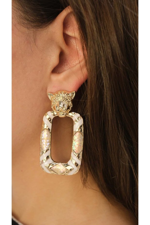 Gold Detail Tiger Earrings