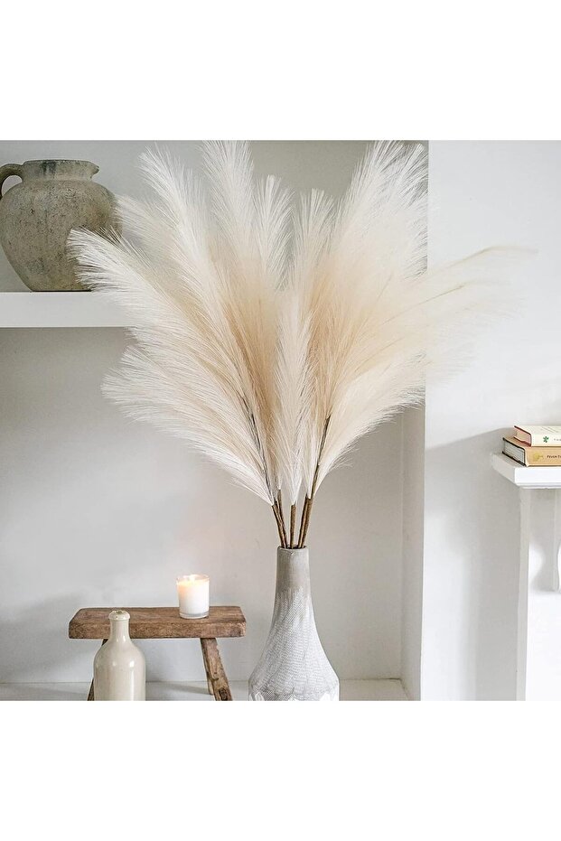 Faux Pampas Grass, 4 Stems, 39 in, Beige