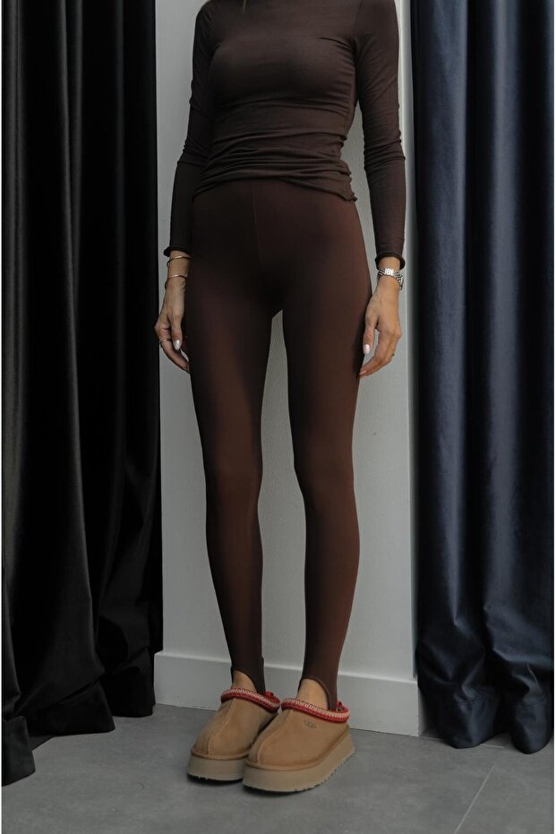 Hnědé legíny Füzo se zapínáním na noze - 2