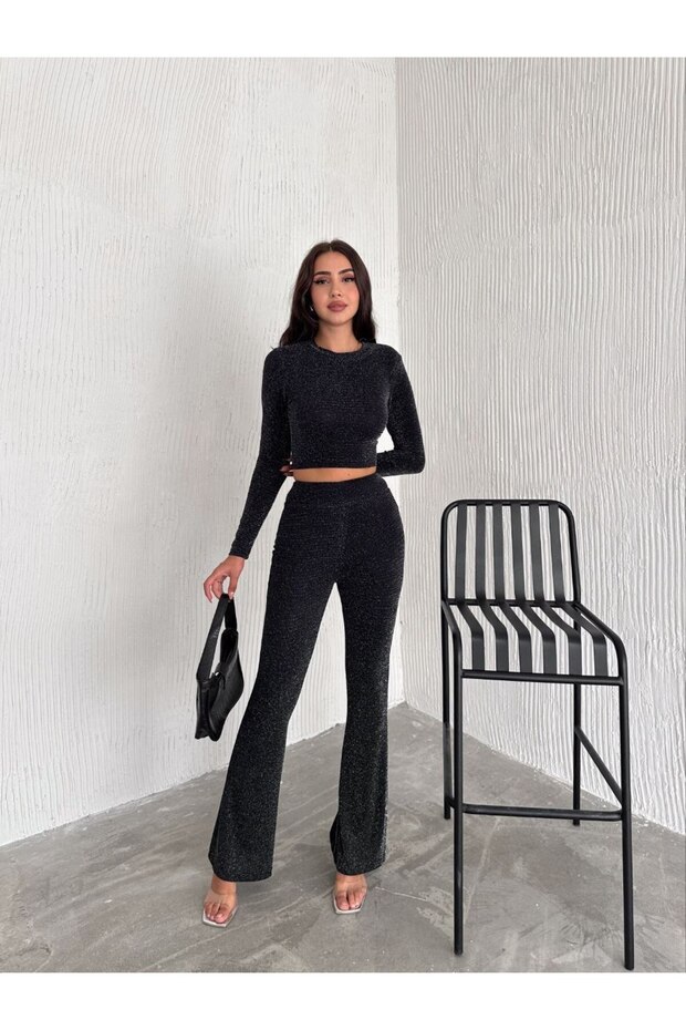 Sırt Dekolteli Simli Bluz - 5