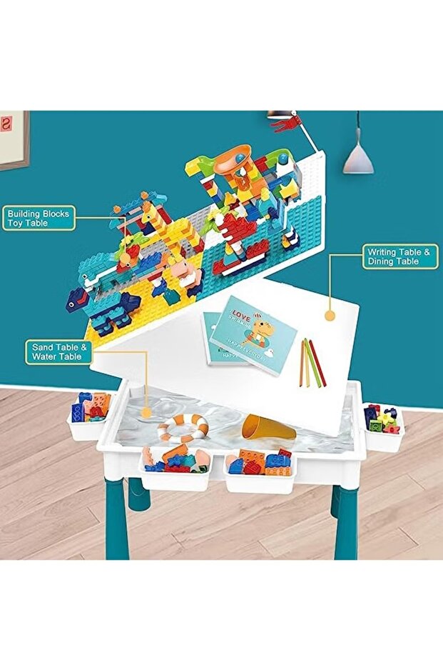 Building Blocks Set 189Pcs Big Stacking Blocks Block Table with Chair Kids Activity Table - 5
