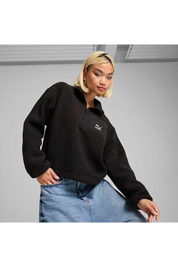 Classics Winterized Half-Zip Kadın Siyah Sweatshirt - 1