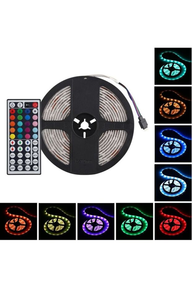 شريط إضاءة LED RGB مقاوم للماء مع جهاز تحكم عن بعد متعدد الألوان