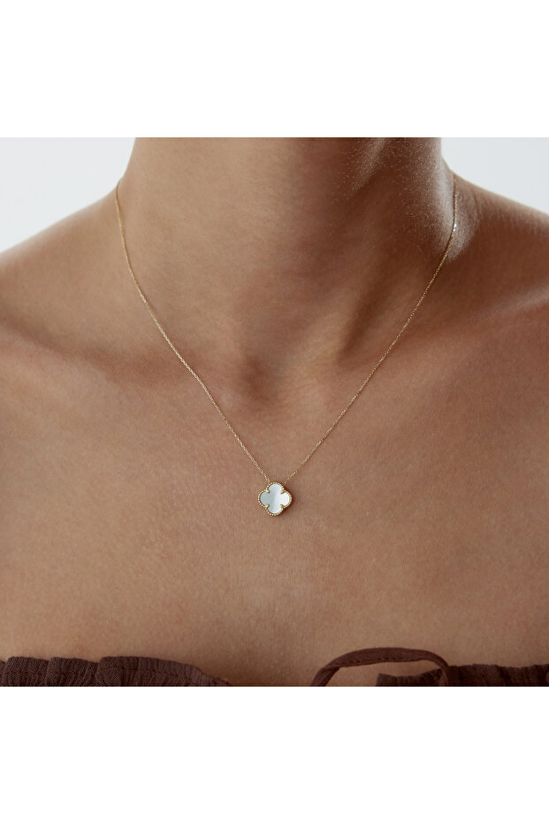 Sedefli Yonca Cleef Kolye - 1