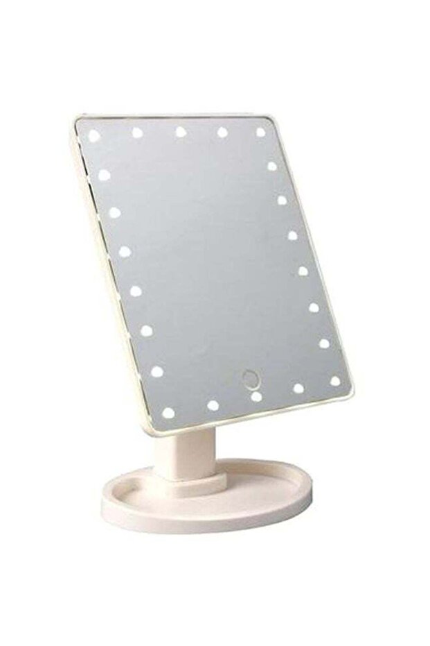 مرآة مكياج مع حامل وإضاءة LED بيضاء