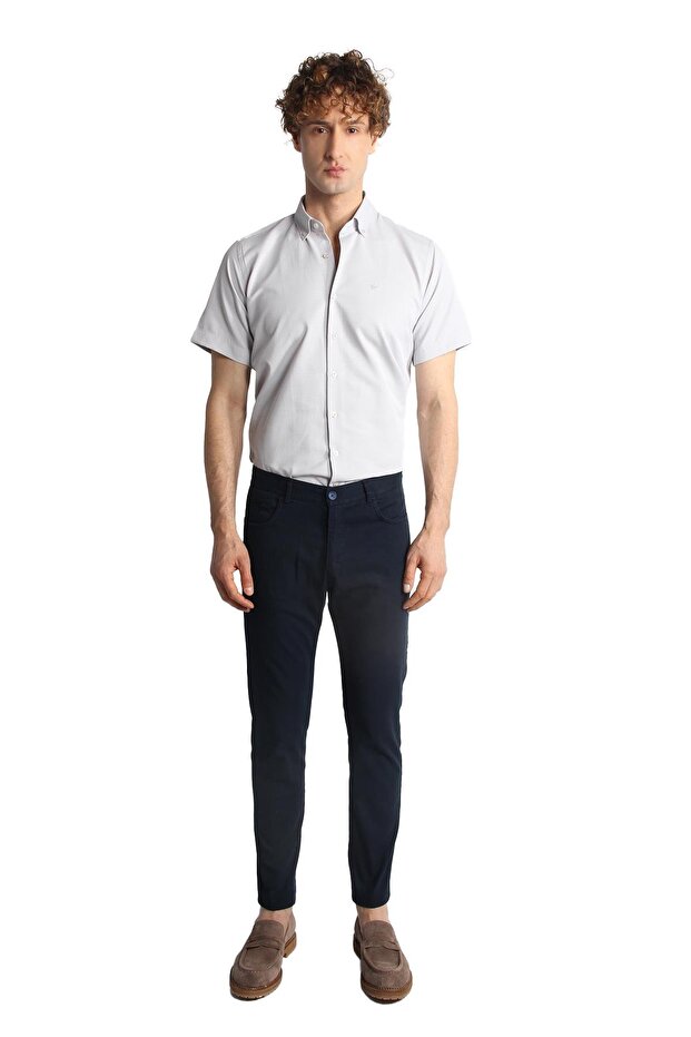 Men's Navy Blue Cotton Slim Fit Skinny Fit Trousers