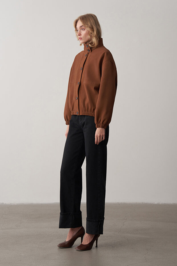 Taba Nubuk Bomber Ceket - 4