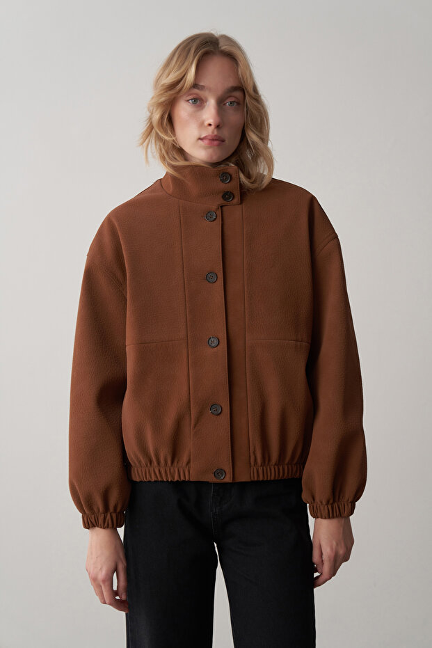Taba Nubuk Bomber Ceket - 7