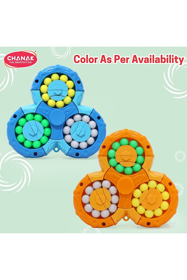 Spinny Twist Magic Bean Cube Fidget Spinner Toy Rotating Double Sided (Color As Per Availability) - 2