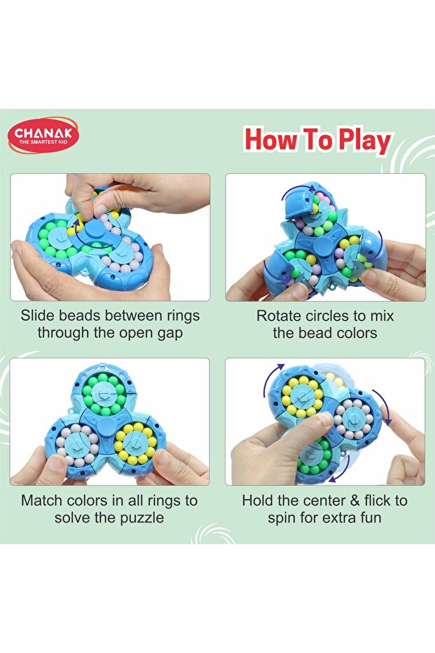Spinny Twist Magic Bean Cube Fidget Spinner Toy Rotating Double Sided (Color As Per Availability) - 6
