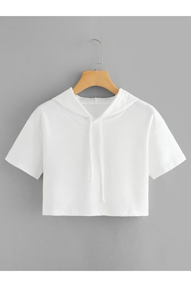 Crop Girl's White Sweatshirt with Cap Sleeves