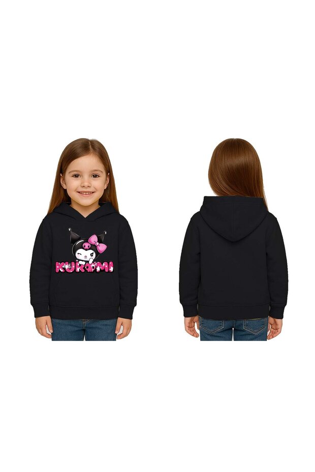 Unisex Printed Children's Swaetshirt Hooded 3 Thread Ş Fleece-Lined Kuromi Printed