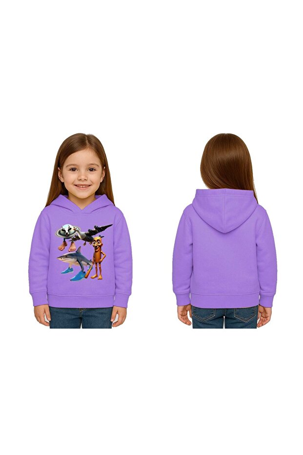 Unisex Brainrot Printed Children's Swaetshirt Hooded 3 Thread Raster