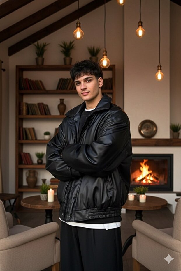 سترة من الجلد الصناعي - 4