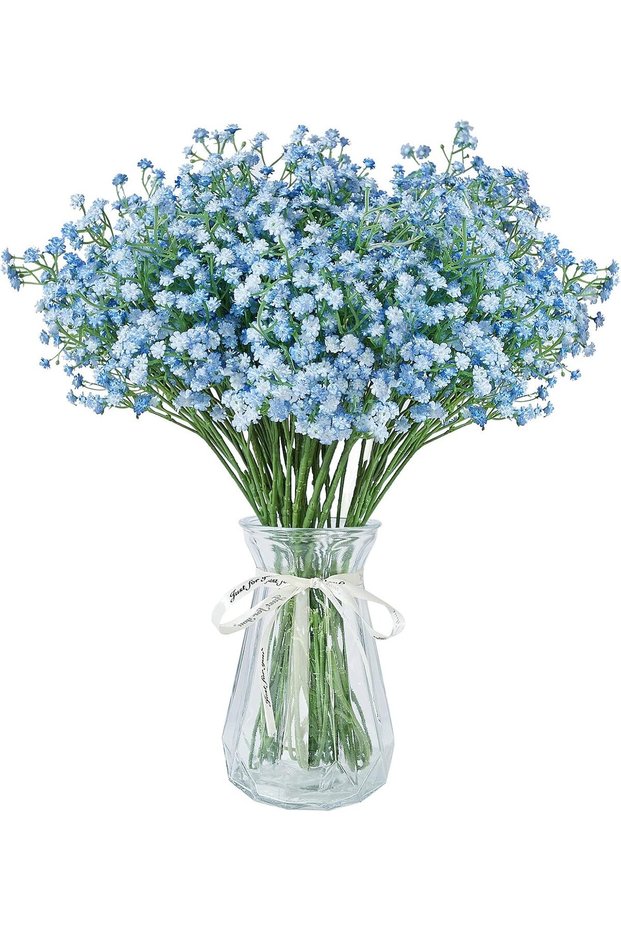 LYLYFAN Baby Breath (Blue) - 12 Pcs Artificial Gypsophila Real Touch Flowers for Wedding Home Decora