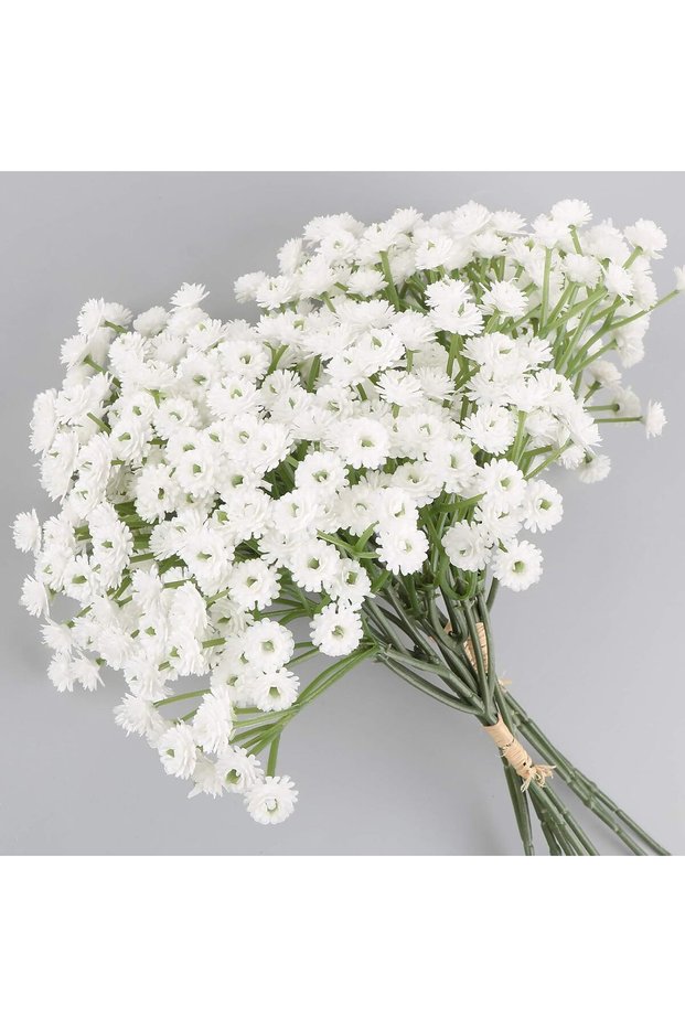 BETESSIN Sky Stars Artificial Gypsophila Flowers Bouquet (White, ~400 Pieces) - 3 Bunches
