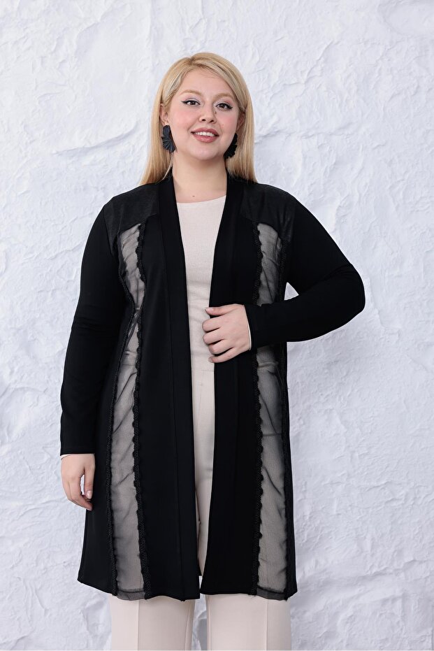 سترة كارديجان كبيرة الحجم من الساتان - 5