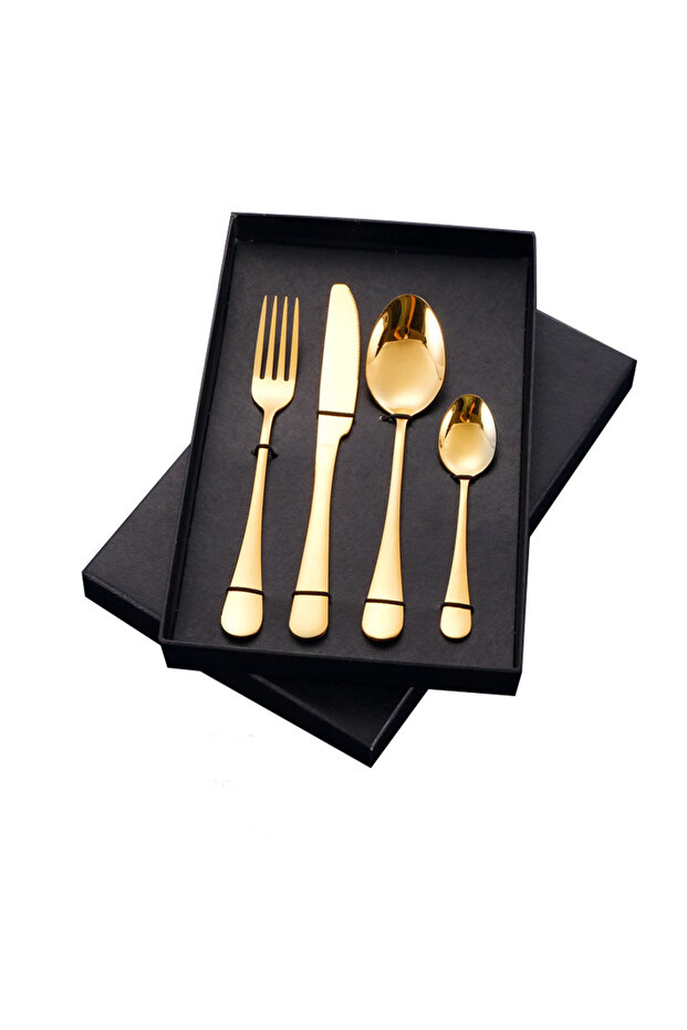 Premium Stainless Steel 4-Piece Cutlery Set – Tableware Set for 1 Person Gold Color