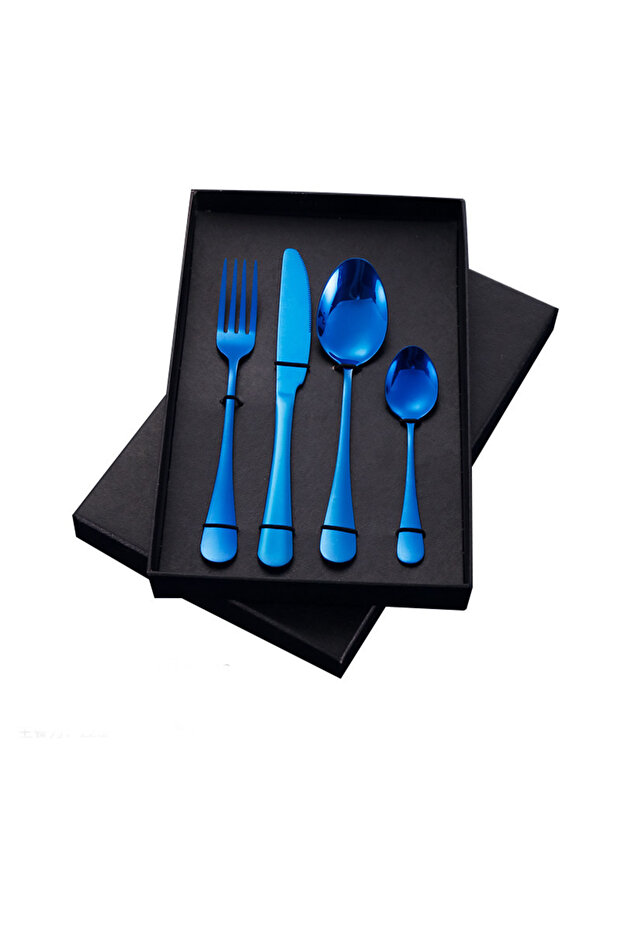 Premium Stainless Steel 4 Piece Cutlery Set – Tableware Set for 1 Person Blue Color
