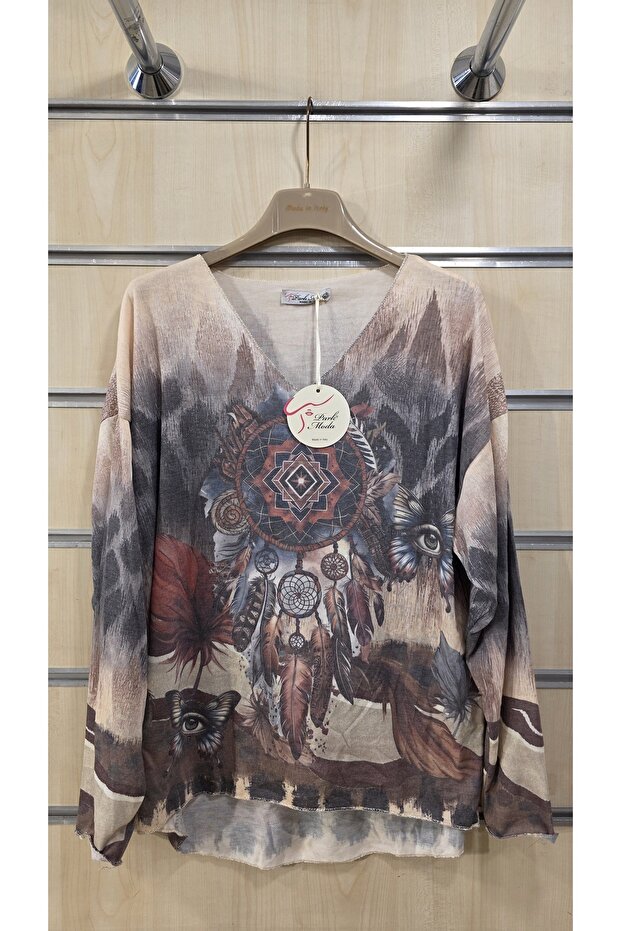 Bluză cu model mixt - 2