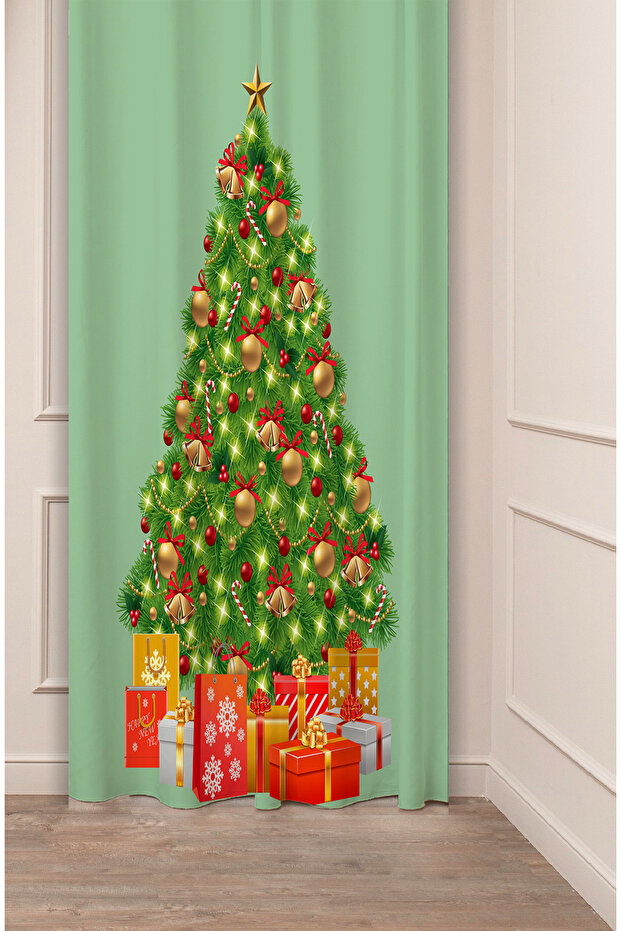 Christmas Pine Tree Christmas Tree Snow New Year Christmas Patterned Specially Designed Digital Printed Background Curtain