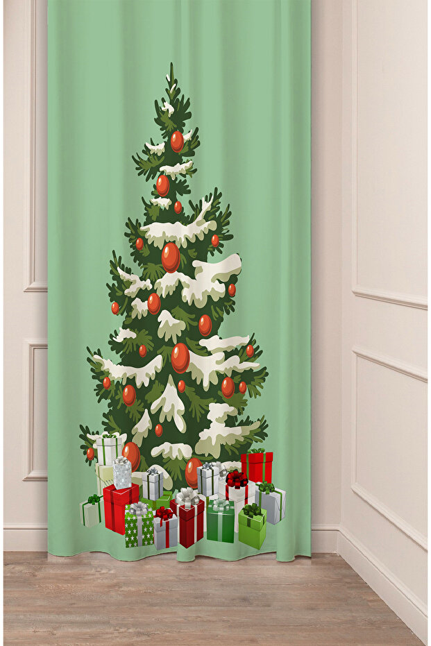Christmas Pine Tree Christmas Tree Snow New Year Christmas Patterned Specially Designed Digital Printed Background Curtain