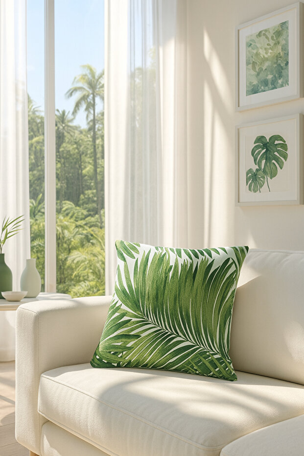 Duck Leaf Throw Pillow Cover Green V1 38X38
