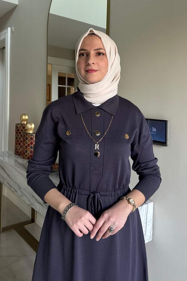 Hazan Triko Elbise Antrasit - 2