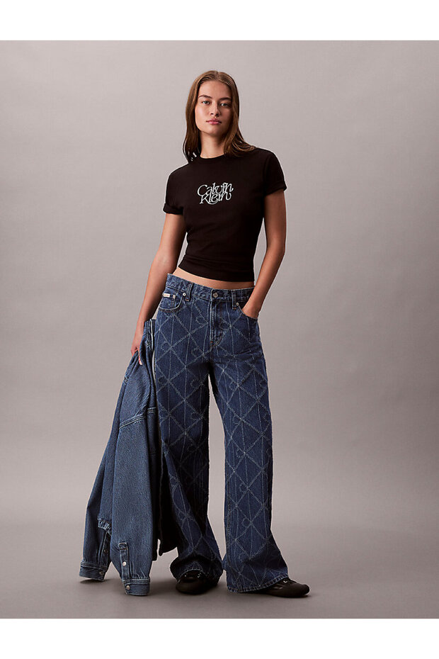 Kadın Fitted Script T-shirt - 2