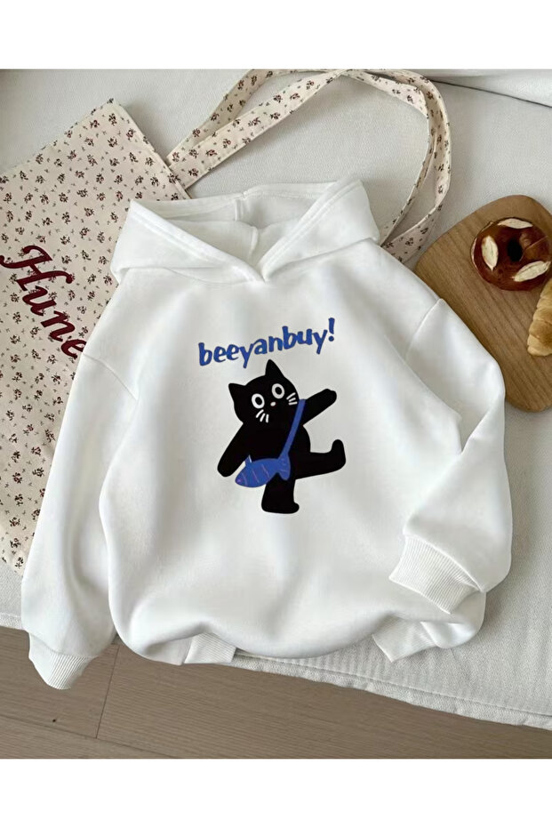 Beeyanbuy Cat Kids 3-Thread Thick Sweet Hoodie