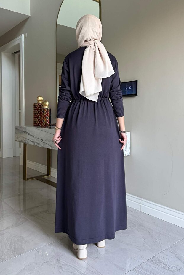 Hazan Triko Elbise Antrasit - 6