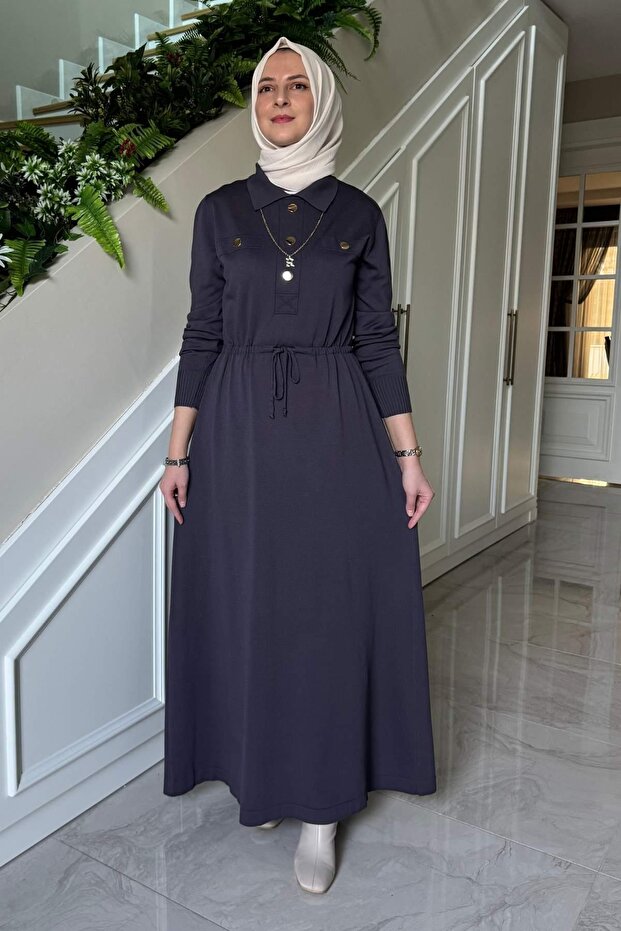 Hazan Triko Elbise Antrasit - 5