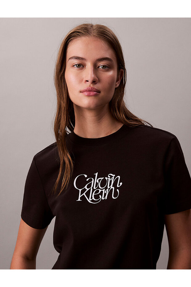 Kadın Fitted Script T-shirt - 3