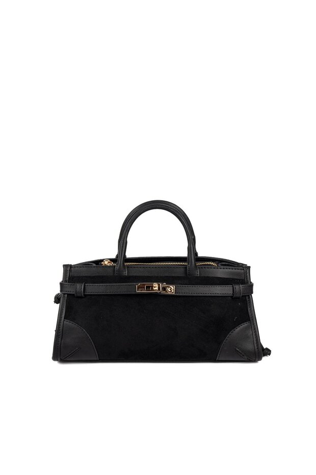 Black - Black Suede Women's Handbag Sp1260