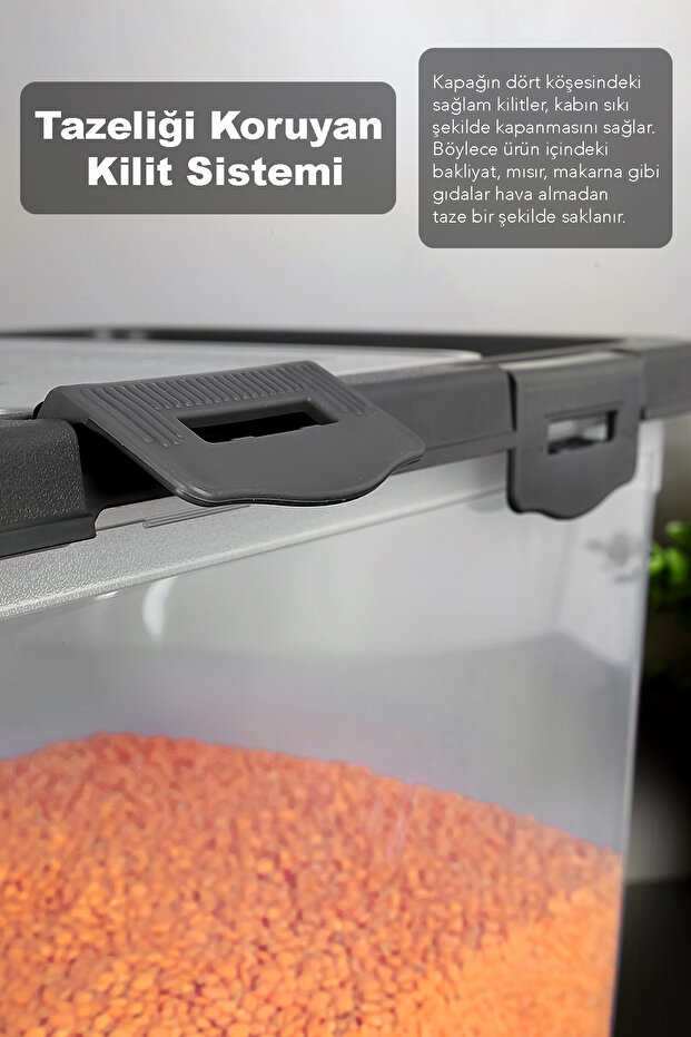 15 Lt Sliding Lid Grain Storage Container - Sliding Locking Lid Sugar Flour Container Food Storage Container Gray - 4