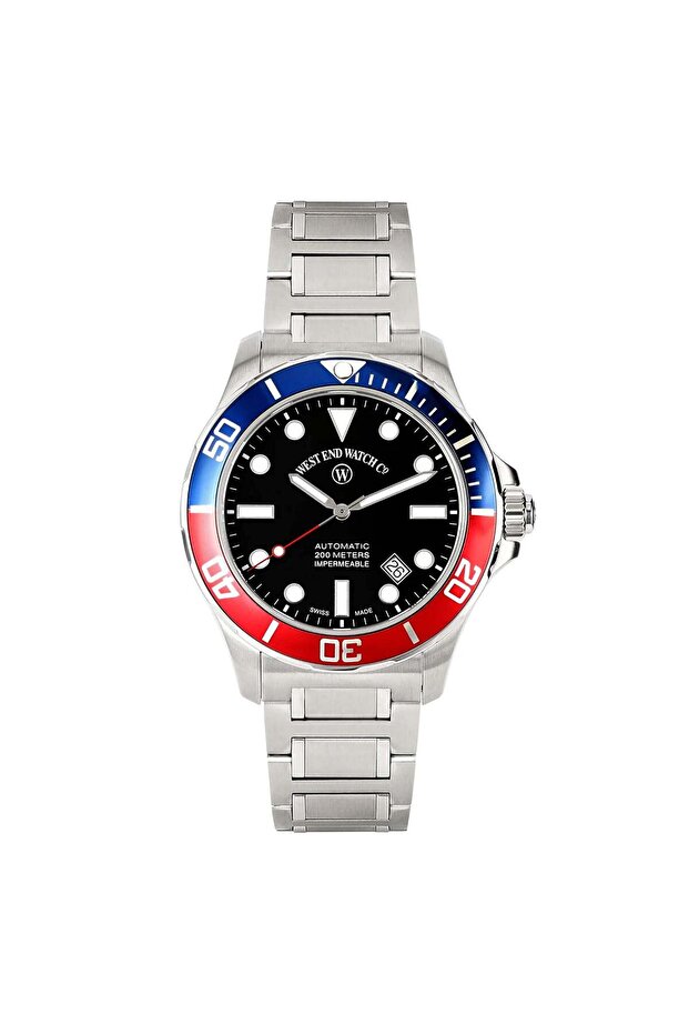 West End Men's Silver Tone Case Black Dial Automatic Watch