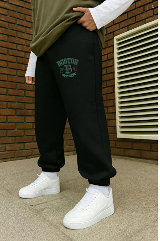 Men's Winter Boston Printed Cotton Leggings with Elastic Waistband